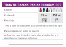 Tinta secado rapido 809 Negra 250ml.